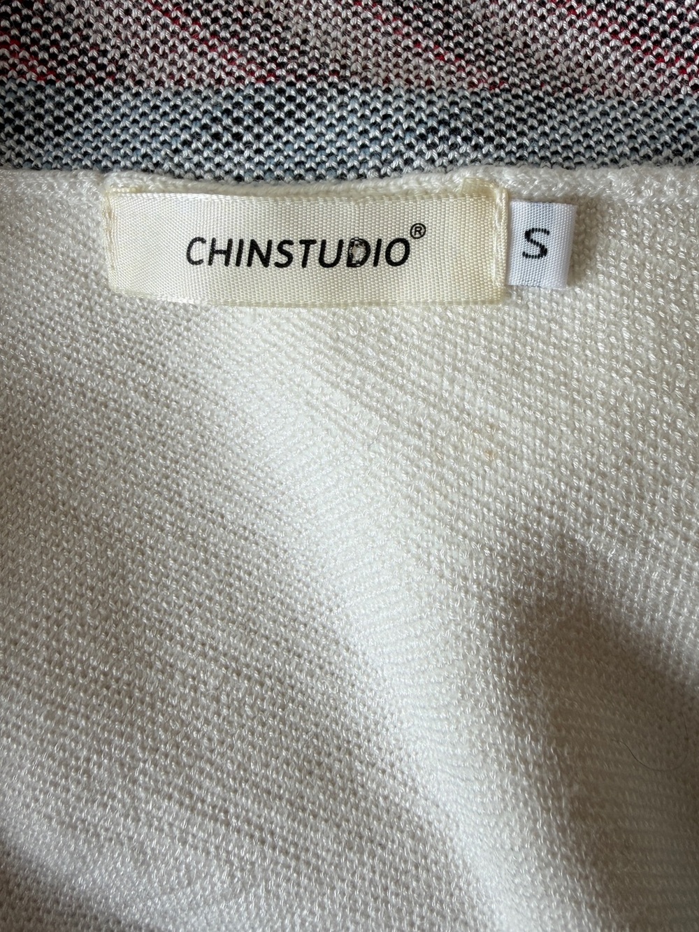 CHINSTUDIO Button Front Knit Vest Chevron Stripe Trim Preppy Nautical Nordic - Picture 11 of 17